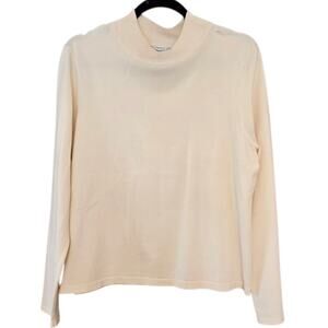 Pendleton Silk Blend Mock Neck Sweater sz PL Petite Large Ecru Off-White